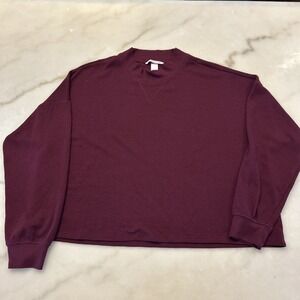 Victoria's Secret Lounge/PJ Shirt Womens Lrg Waffle Knit Long Sleeve Maroon Red